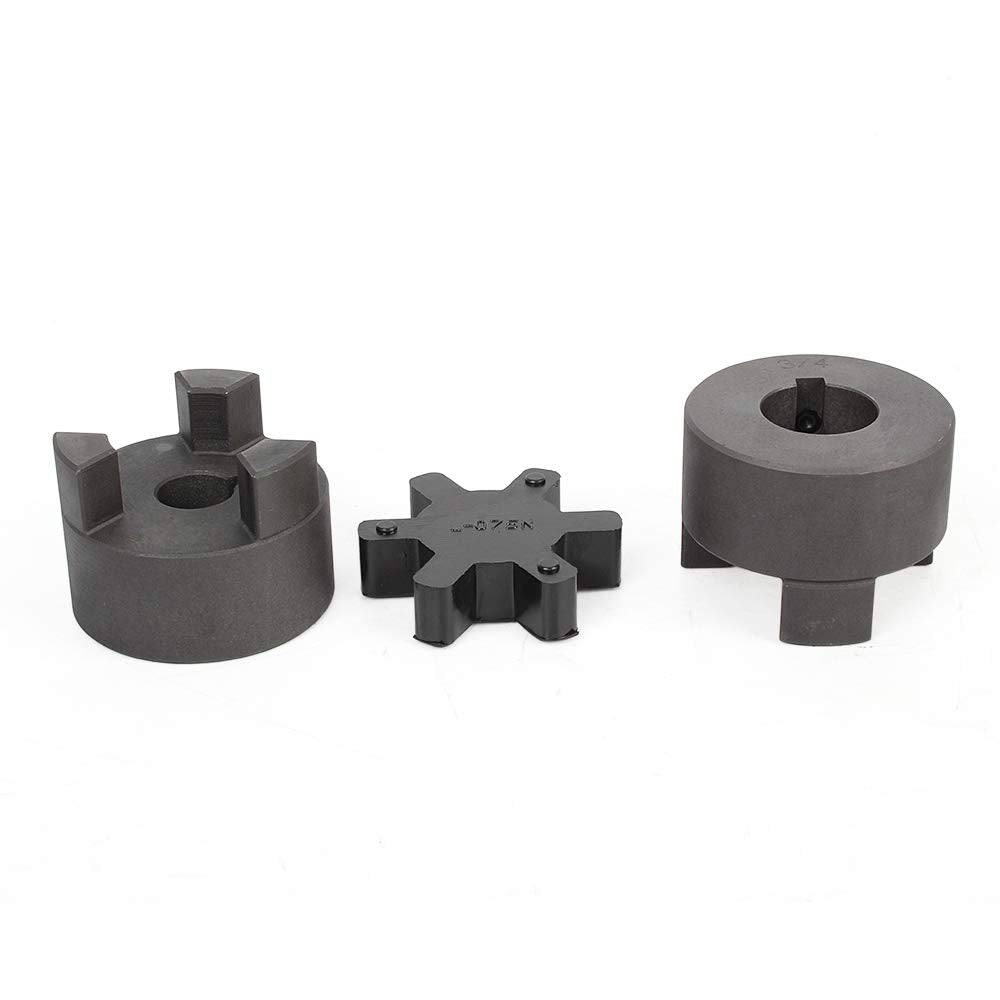1/2 to 3/4 L075 Flexible 3-Piece L-Jaw Coupling Coupler Set & Rubber Spider for Log Wood Splitter Hybrid Equipment