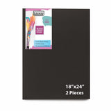 Eduway Medium Grain 18X24 Inch Cotton Black Canvas Board- Pack Of 2, (45X60 Cms) With 4Mm Mdf Board Backing, For Painting