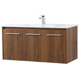 Elegant Decor Rasina 40 Single Porcelain Top Floating Bathroom Vanity In Walnut