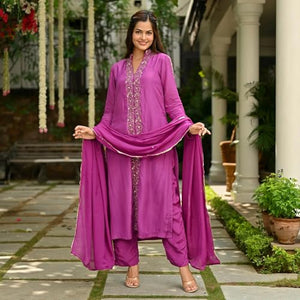 Gosriki Women'S Rayon Blend Straight Embroidered Kurta With Pant & Dupatta (Tabana Pink-Gs_S_Pink_Small),Pink,,B0DJWH2FFK