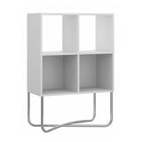 The Urban Port Multipurpose Storage Shelf with 4-Open Compartments, White and Chrome