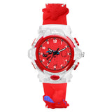 Papio Children Red Color Analog 7 Color Led Light Silicone Strap Cute Cartoon Character Kids Watch For Girls And Boys (Kd-132)