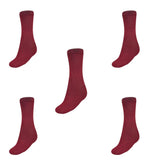 Mukhaksh (Pack Of 5 Pairs Boys Kids Cotton Comfortable Maroon Socks Calf Length Long School Uniform School Dress Maroon Socks, 7