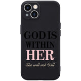 Wihytec Black Phone Case Cover for iPhone 11 God is Within Her Case Cover Liquid Silicone Soft Gel Rubber Matt Phone Cover with 