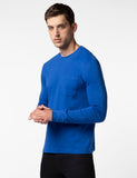 Fyltr Men'S Casual Crewneck Full Sleeve T-Shirt With Stab Stitched Front Pocket Detail,Cosmic Cobalt,Cosmic Cobalt,S
