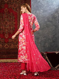 Anni Designer Women'S Cotton Blend Printed Straight Kurta With Pant & Dupatta (Bhadrusha Pink_Xxl_Pink_Xx-Large),Pink,2XL,Cotton Blend,Regular,