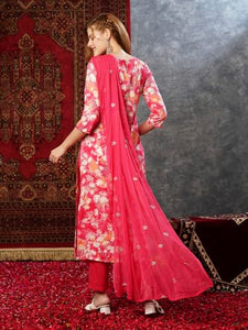 Gosriki Women'S Cotton Blend Printed Straight Kurta With Pant & Dupatta (Bhadrusha Pink-Nw-Gs_Xxl_Pink_Xx-Large),Pink,2,B0D73XZWXG
