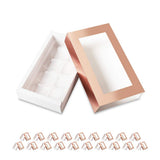 BAKIPACK 20 Rose Gold Truffle Box, Chocolate Box Packaging, Candy Boxes with 8-Piece Plastics Tray (Tray Size with 5.75x2.75 Inc