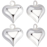 Beebeecraft 1 Box 10Pcs Heart Charms 925 Sterling Silver Plated 3D Heart Dangle Pendant Charms for Mothers Day Valentines Gift