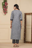 Gosriki Women'S Cotton Blend Printed Straight Kurta With Pant (Twnkl-Grey-Gs_M_Grey_Medium),Grey,,B0CDCMMV5N
