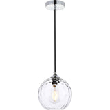 Living District Cashel 1-Light Mid-Century Metal Pendant In Chrome/Clear Finish
