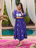 Gosriki Women'S Rayon Viscose Printed Anarkali Kurta With Pant (Anveshi Begani-Vks05-Gs_L_Begani_Large),Begani,,B0F8QB2LKW