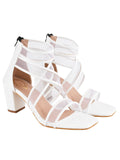 Shoetopia Patent Multi Cross Strap White Block Heeled Sandals For Women & Girls /Uk8,White,8,B0CBMPKKQP