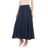 Aurelia Womens Solid Flared Palazzo Pants (Navy_Large)