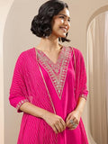 Libas Women'S Silk Blend Kurta Sets (Gs1117_Pink_Xxl)