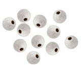 100pcs Beautiful 8mm (0.3 Inch) Sparkle Stardust Round Beads Sterling Silver Plated Brass Metal Spacer for DIY Craft Jewelry Mak