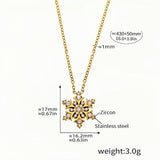 Snowflake Zircon Pendant Necklace 18K Gold-Plated Stainless Steel, Sparkling Winter-Inspired Jewelry 16.0''+1.9'' Chain, 3g