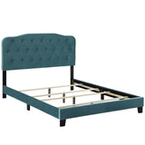 CasaFoyer Amelia Twin Bed | Luxurious Stain-Resistant Velvet | Button-Tufted Headboard | Solid Wood Construction | Non-Marking Legs | Reinforced Center Beams | Ideal for Kids or Dorms | Sea Blue