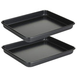 11 Inch Baking Sheets Pan Nonstick Set of 2, Walooza 1-inch Deep Baking Trays, 11X9 Inch Cookie Sheet Replacement Toaster Oven T