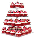 YestBuy 4 Tier Cupcake Stand, Acrylic Cupcake Tower Stand, Premium Cupcake Holder, Clear Cupcake Display Tree Tower Stand For 52