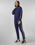 Fyltr Women'S Drop Shoulder Hoodie & Joggers Set With Contrast Branded Tape On Sleeve And Jogger Side Seam - Rib Hem & Cuff | Slit Detail At Hem,Bewitched Blue,Bewitched Blue,L