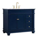 Elegant Decor Wesley 42 Steel And Solid Wood Single Bathroom Vanity Set In Blue