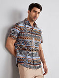 Toplot Men'S Causal Shirt With Short Sleeve & Geometric Print (Graphic-5081-Multi-Xxl) Multicolour,Multicolour,2,B0BVHYBQ9W