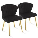 ANOUR Velvet Modern Dining Chairs Set of 4, Upholstered Side Chairs with Golden Metal Legs, Small Accent Chairs for Dining Room,