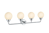 Living District Hanson 4-Light Metal Bath Sconce In Black And Frosted