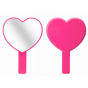 TOPYHL 2PCS Heart-Shaped Makeup Hand Mirror,Travel Handheld Mirror Portable Personal Cosmetic Mirror with Handle (Rose red)