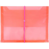 JAM PAPER Plastic Expansion Envelopes with Elastic Band Closure - Letter Booklet - 9 3/4 x 13 with 2.5 Inch Expansion - Red - 3/