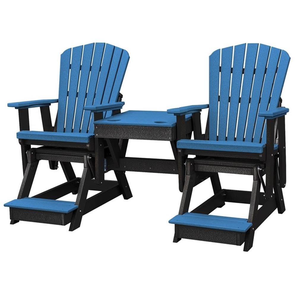 American Furniture Classics Balcony Height Table Double Glider, Blue On Black