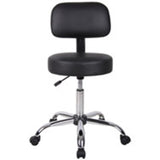 Boss Office Products Be Well Medical Spa Stool With Back In Vinyl, Black