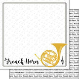 Scrapbook Customs French Horn Notes Music (38759) 12 inch x 12 inch DoubleSided Scrapbook Paper 1 Sheet