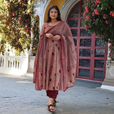 Gosriki Women'S Rayon Viscose Printed Anarkali Kurta With Pant & Dupatta (Prisha Wine-Vks01-Gs_M_Wine_Medium),Wine,,B0F48Y62WS