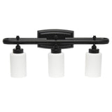 All The Rages Essentix 3-Light Metal Vanity Fixture With Opaque Shade In Black