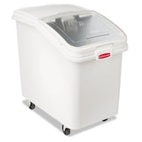 Rubbermaid Commercial Products ProSave ShelfStorage Ingredient Bin With Scoop, 600cup capacity, Plastic, White, Sliding Lid, C