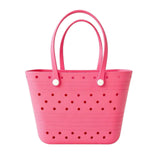 Snappsy Beach Tote Easy To Clean Tote Bag With Holes Lightweight For Women, Families, Pool, Boat, Travel Pink