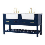 Elegant Decor Clement 60 Aluminum Mdf Double Bathroom Vanity In Blue