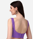 Pujia Mills Women'S Deep Neck Silk Sleeveless Readymade Blouse (Sando Lavender, 32)