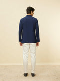 Manyavar Mens Blue Art Silk Solid Short Kurtas Blue L