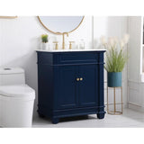 Elegant Decor Wesley 30 Steel And Solid Wood Single Bathroom Vanity Set In Blue