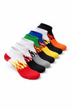 Divemaze Ankle Socks With Flame Pattern, Multicolor, Ankle Length, Athletic Style, Pack Of 7