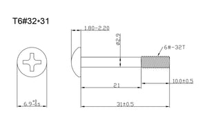 Apevia CS-S63231-24 Screw Set T6#32 * 31 for Radiator CPU Liquid Cooler, 24-Pack