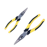 2pcs 6in & 8in Needle Nose Pliers: Paper Clamp Precision, Premium Heavy-Duty CRV Steel, Large Soft Grip with Wire Cutter,Chrome 