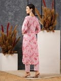 Gosriki Women'S Cotton Blend Straight Printed Kurta With Pant (Bhutam Pink-Gs_S_Pink_Small),Pink,,B0D579T19X