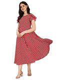OOMPH! Women's Western & Fusion wear Midi Dresses for Women Beach Red - md339,Maroon Red