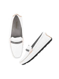 Shoetopia Upper Chain Detailed White Loafers For Women & Girls /Eu41,White,8,B0DM69L958