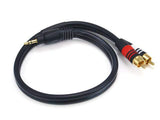 Monoprice Audio Cable 1.5 Feet Black | Premium Stereo Male to 2RCA Male 22AWG, Gold Plated