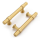 Haliwu 10 Pack Gold Cabinet Handles Brushed Brass Drawer Pulls for Kitchen Hardware Handles Barrel Dresser Cabinet Pulls,3 inch 